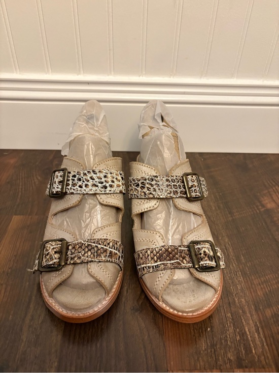 freebird Shoes - Freebird by Steven Caprice Leather Snakeskin Buckle Sandals Size 7 NWOB